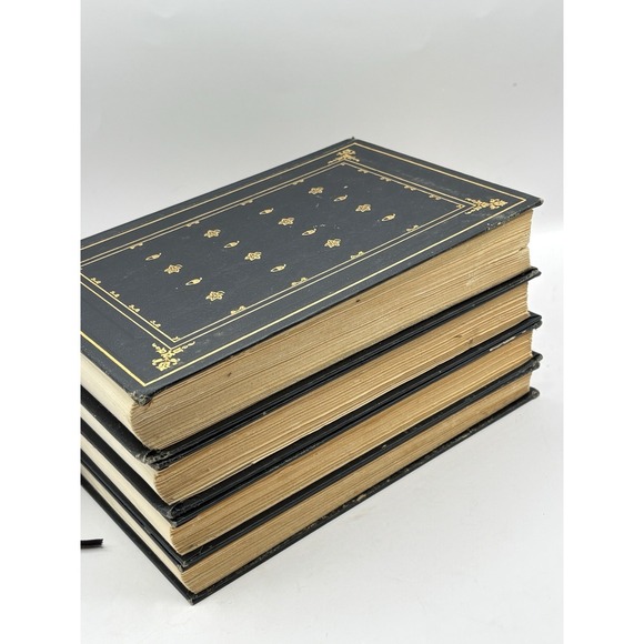 Decorative Vtg Book Set Faux Leather Dark Academia Navy Gold International Coll. - Picture 6 of 16